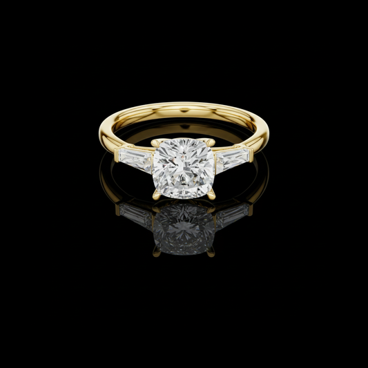 Cushion Lab Diamond Three Stone Engagement Ring For Women