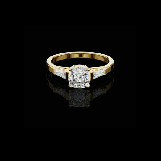 Cushion Cut Moissanite Diamond Three Stone Engagement Ring For Her