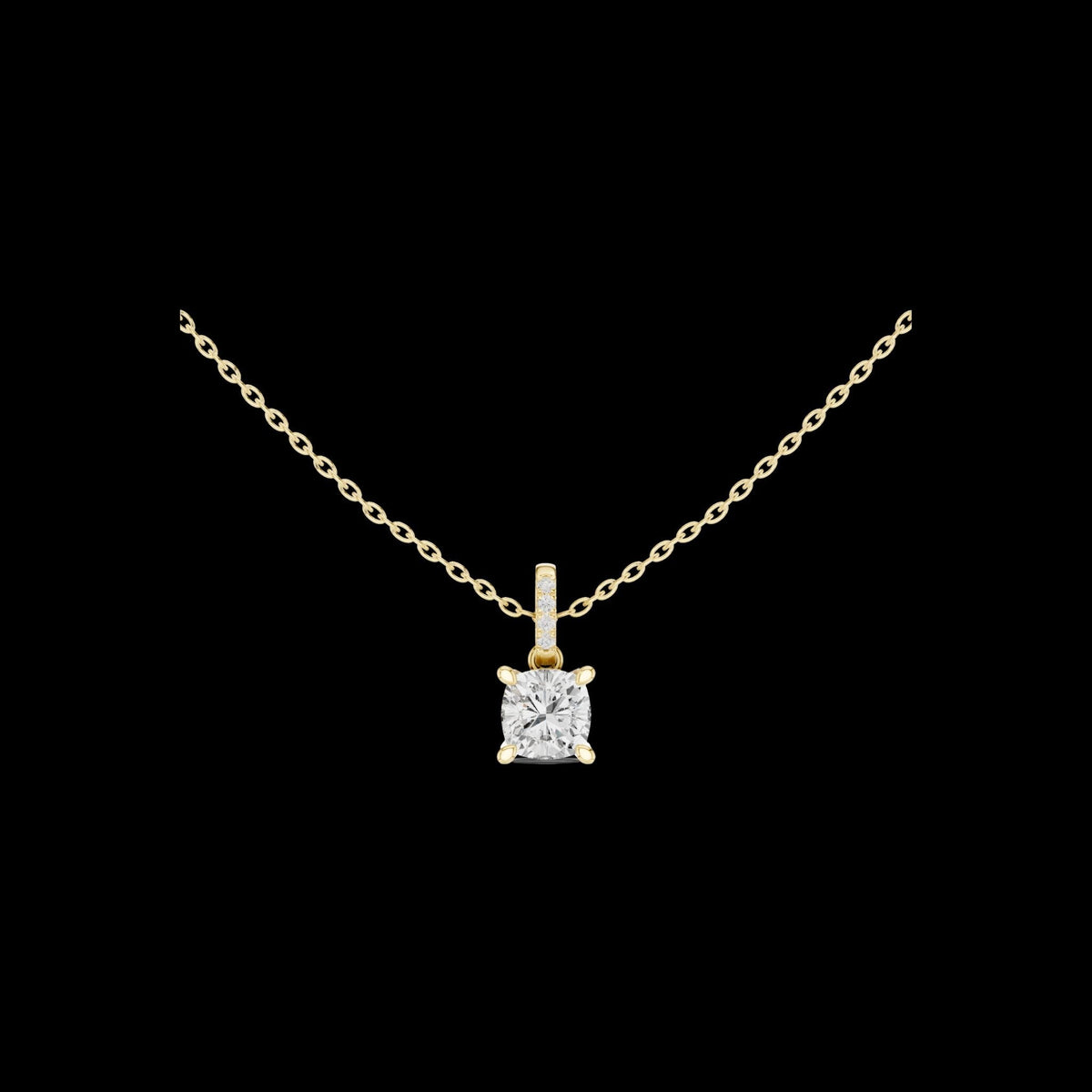 Cushion Cut Moissanite Diamond Solitaire Pendant