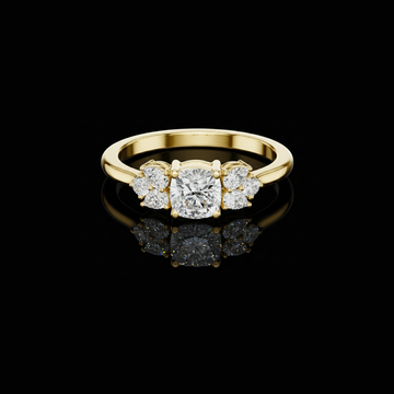 Floral Cluster Cushion Cut Lab Diamond Wedding Ring
