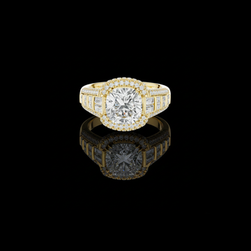 Split Shank Round Halo Cushion Cut Lab Diamond Wedding Ring