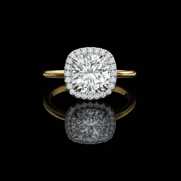 Cushion Cut Halo Lab Diamond With Cathedral Setting Ring