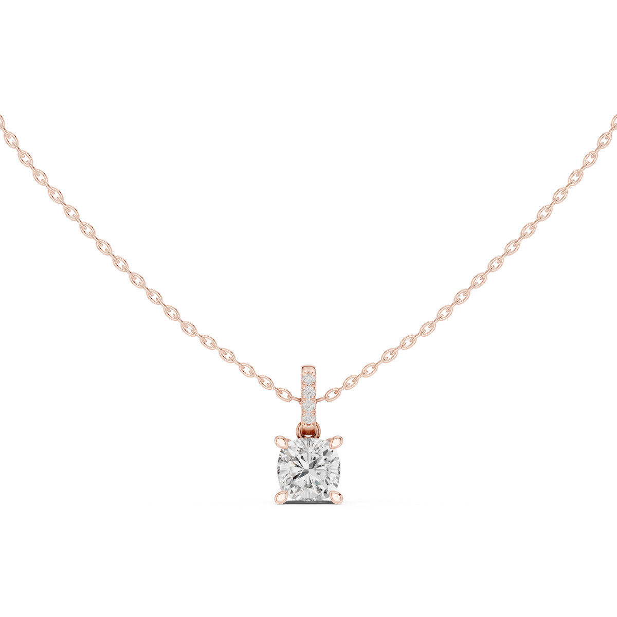 Cushion Cut Lab Grown Diamond Solitaire Pendant - View 2