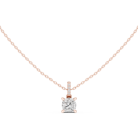 Cushion Cut Moissanite Diamond Solitaire Pendant - View 2