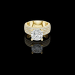 Four Row Cushion Lab Diamond Engagement Ring Pave Wedding Band