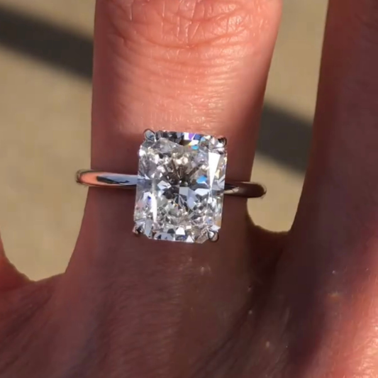 Radiant Cut Solitaire Lab Diamond Ring For Women - View 2