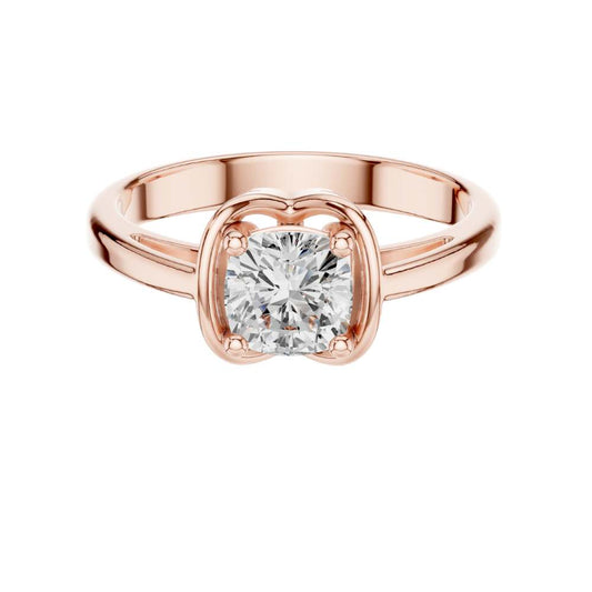 Cushion Cut Bezel Set Lab Diamond Solitaire Engagement Ring - View 2
