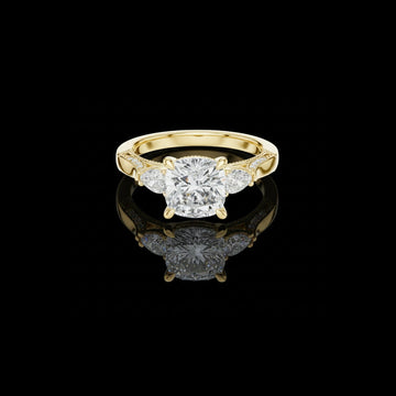 Cushion Cut Three Stone Lab Diamond Wedding Bridal Ring