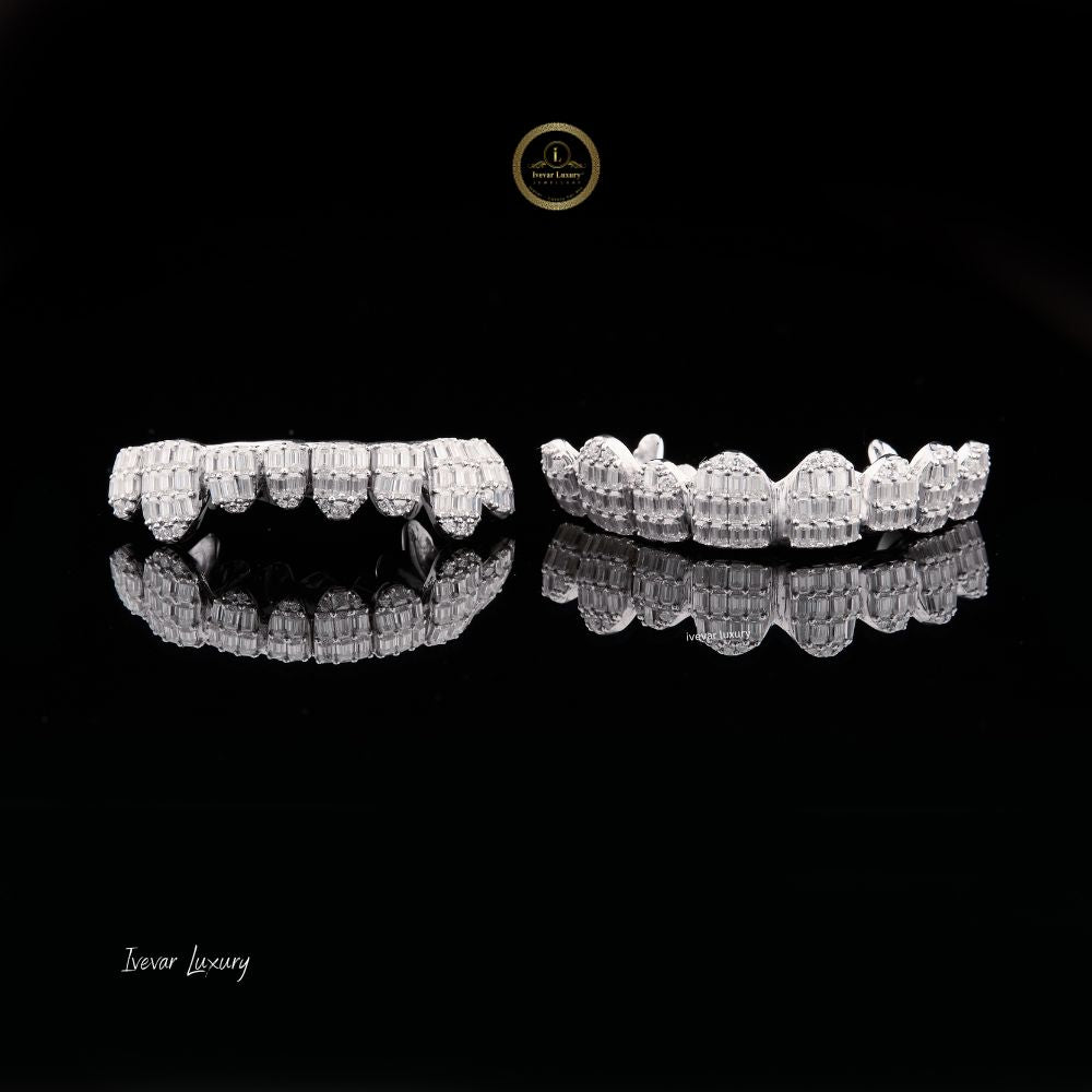 Custom Baguette Moissanite Grillz - VVS Diamond Luxury Teeth Jewelry for Men & Women - View 2