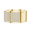 Round Cut Lab Grown Diamond Men's Multi Row Grid Pave Iced Out Statement Ring - View 7