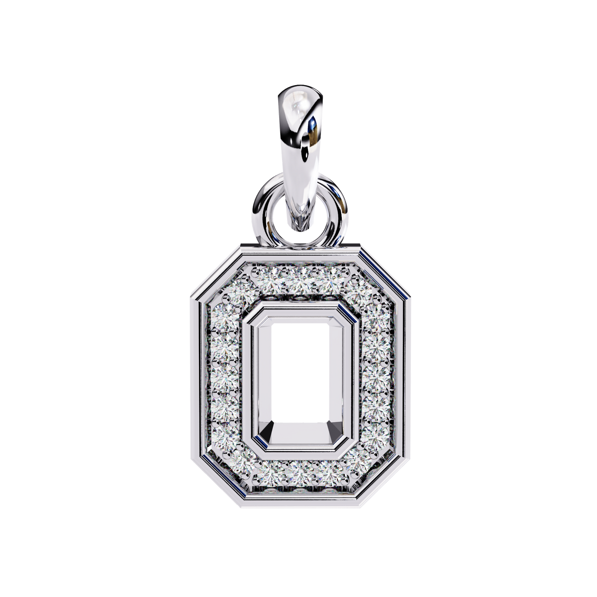 Abstract Cutout Frame Motif Pendant with Round Moissanite Diamond - View 4