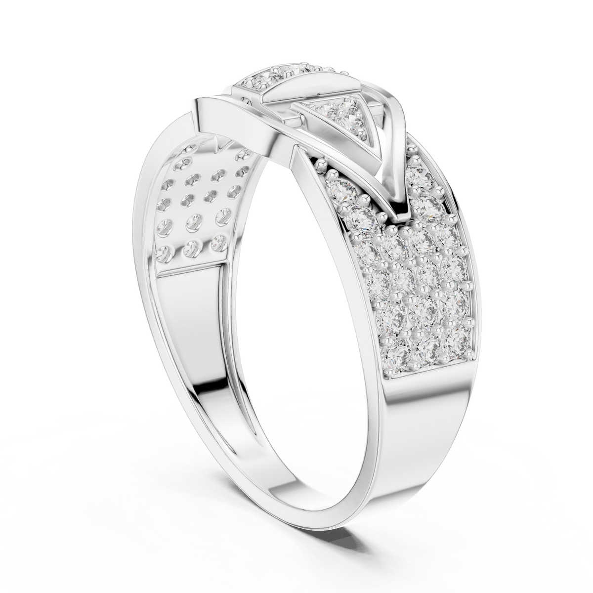 Round Cut Lab Grown Diamond Men's Geometric Arrowhead Statement Band - View 9
