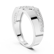 Round Cut Moissanite Diamond Men's Split Circle Medallion Statement Band - View 9