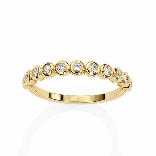 Round Cut Bezel Set Moissanite Diamond Eternity Stacking Band Ring - View 2