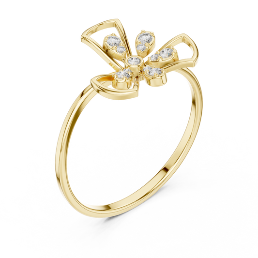 Floral Petal Round Cut Moissanite Diamond Ring - View 2