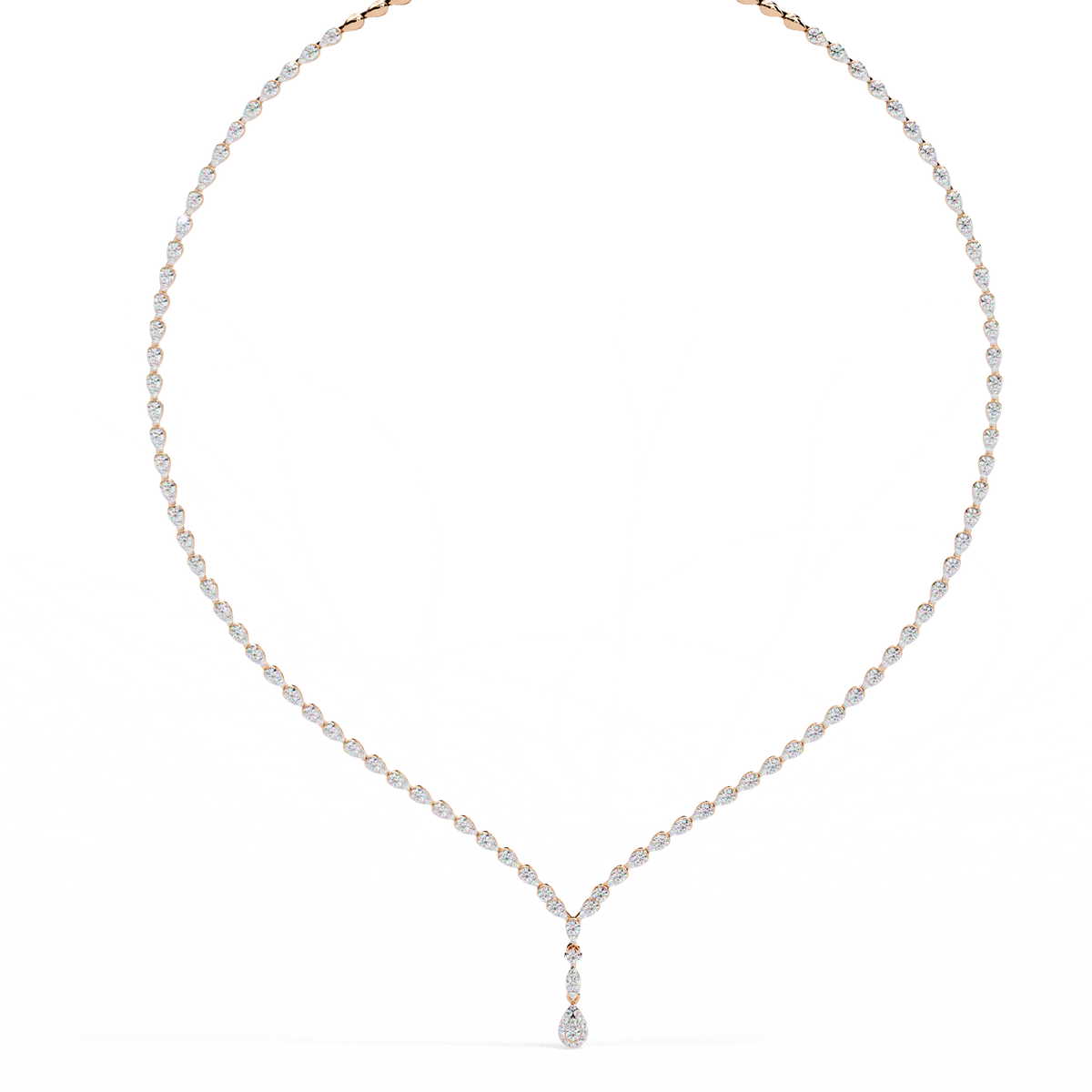Pear Lab Grown Diamond V Drop Tennis Necklace - View 9