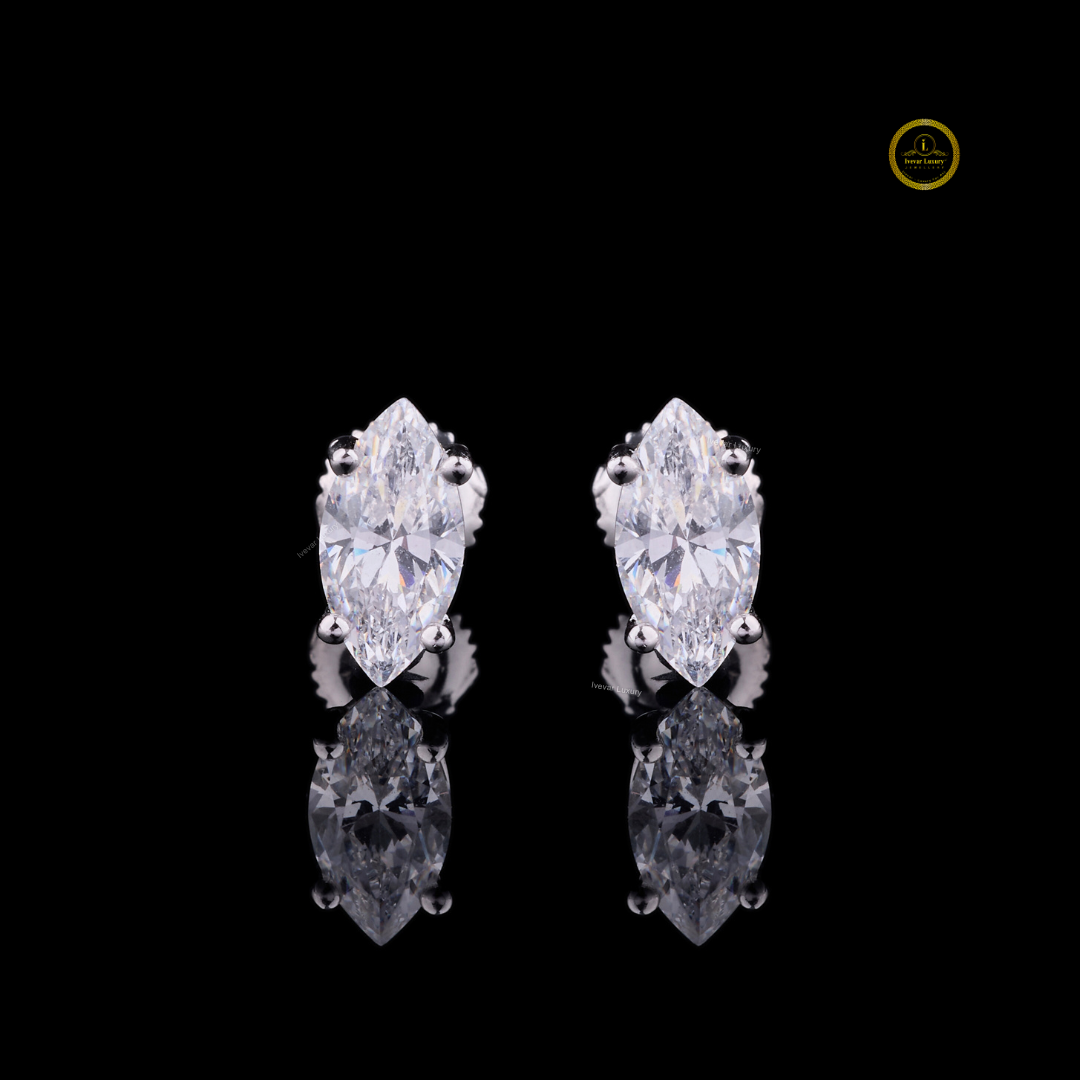 Marquise Cut Lab Grown Diamond Pendant Necklace with Stud Earrings Set - View 4