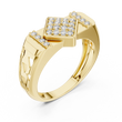 Round Cut Moissanite Diamond Men's Architectural Vertical Pave Pillar Wedding Ring - View 4