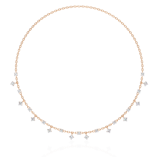 Princess Shape Round Moissanite Diamond Choker Necklace - View 2