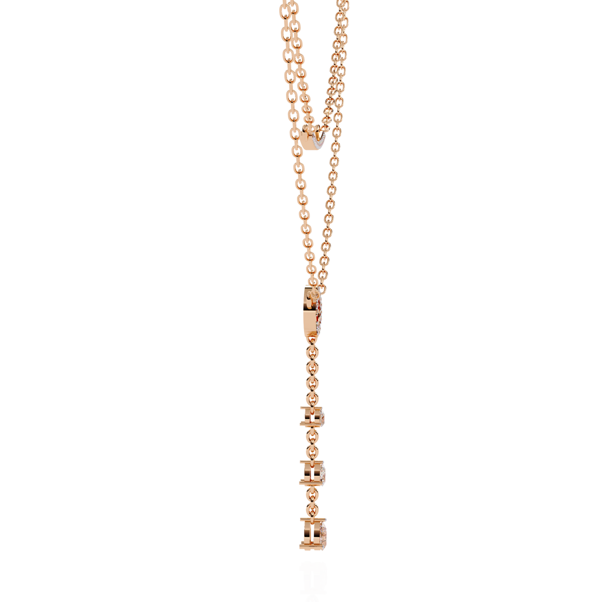 Double Layered Circle Drop Moissanite Diamond Necklace - View 8