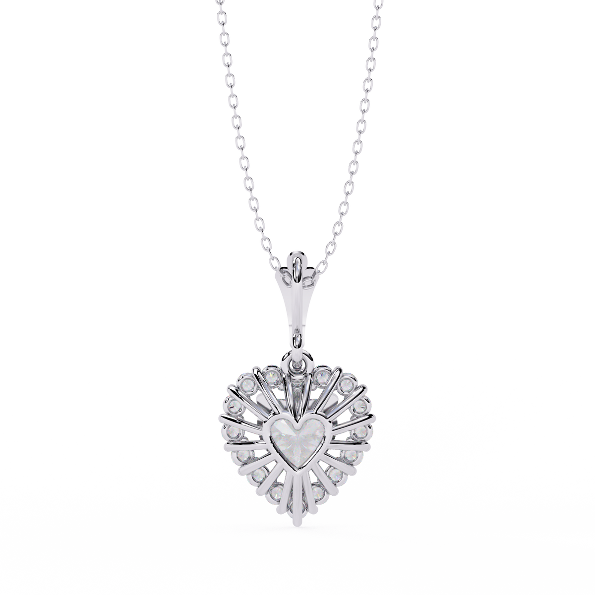 Heart Shape Lab Grown Diamond Halo Pendant Necklace - View 7