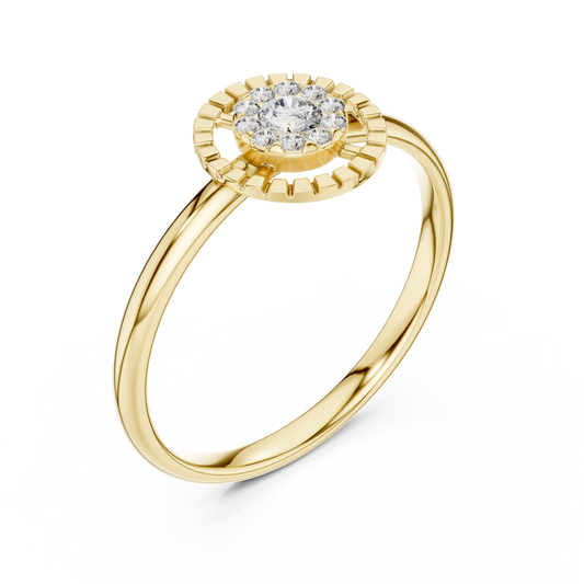 Round Moissanite Diamond Halo Cluster Split Ring - View 2