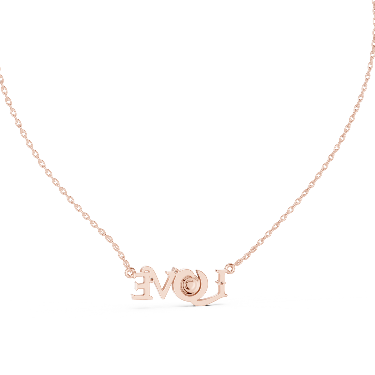 LOVE Alphabet Typography Pendant with Round Moissanite Diamond - View 8