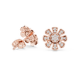 Daisy Floral Stud Earrings with Round Brilliant Lab Diamonds - View 3