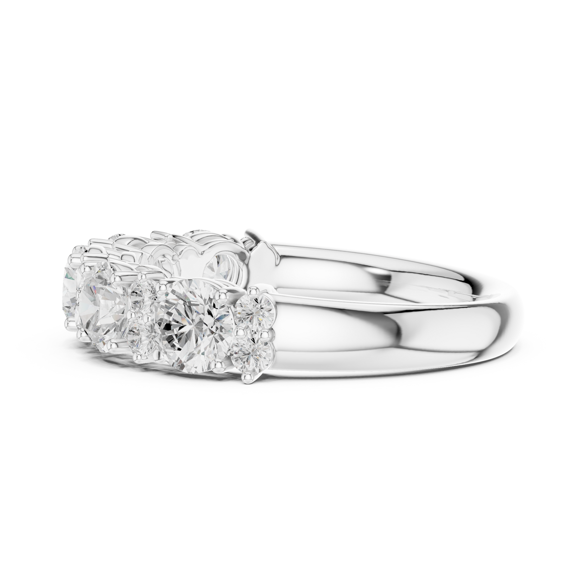 Timeless Round Lab Diamond Half Eternity Wedding Band - View 9