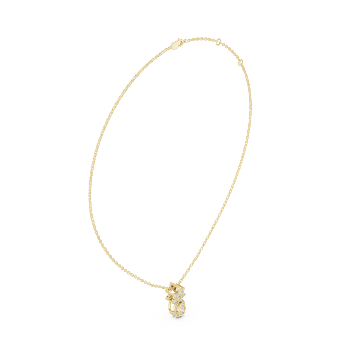 Lotus Motif Statement Charm Featuring Pear Lab Grown Diamond Pendant - View 10