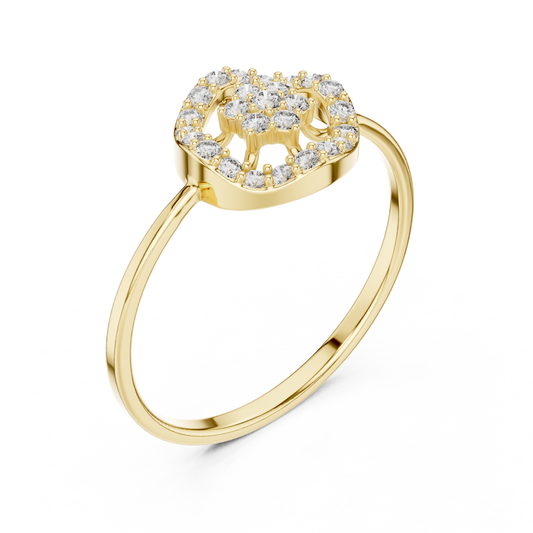 Round Cut Moissanite Diamond Halo Cluster Ring With Pave Circle Design - View 2