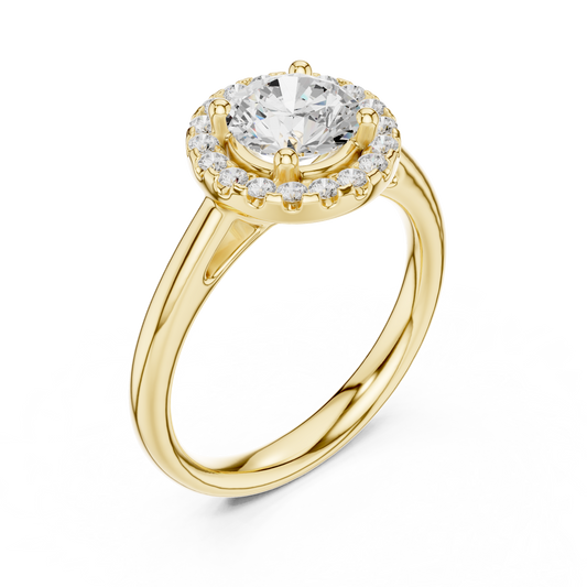 Round Brilliant Halo Moissanite Diamond Ring - View 2