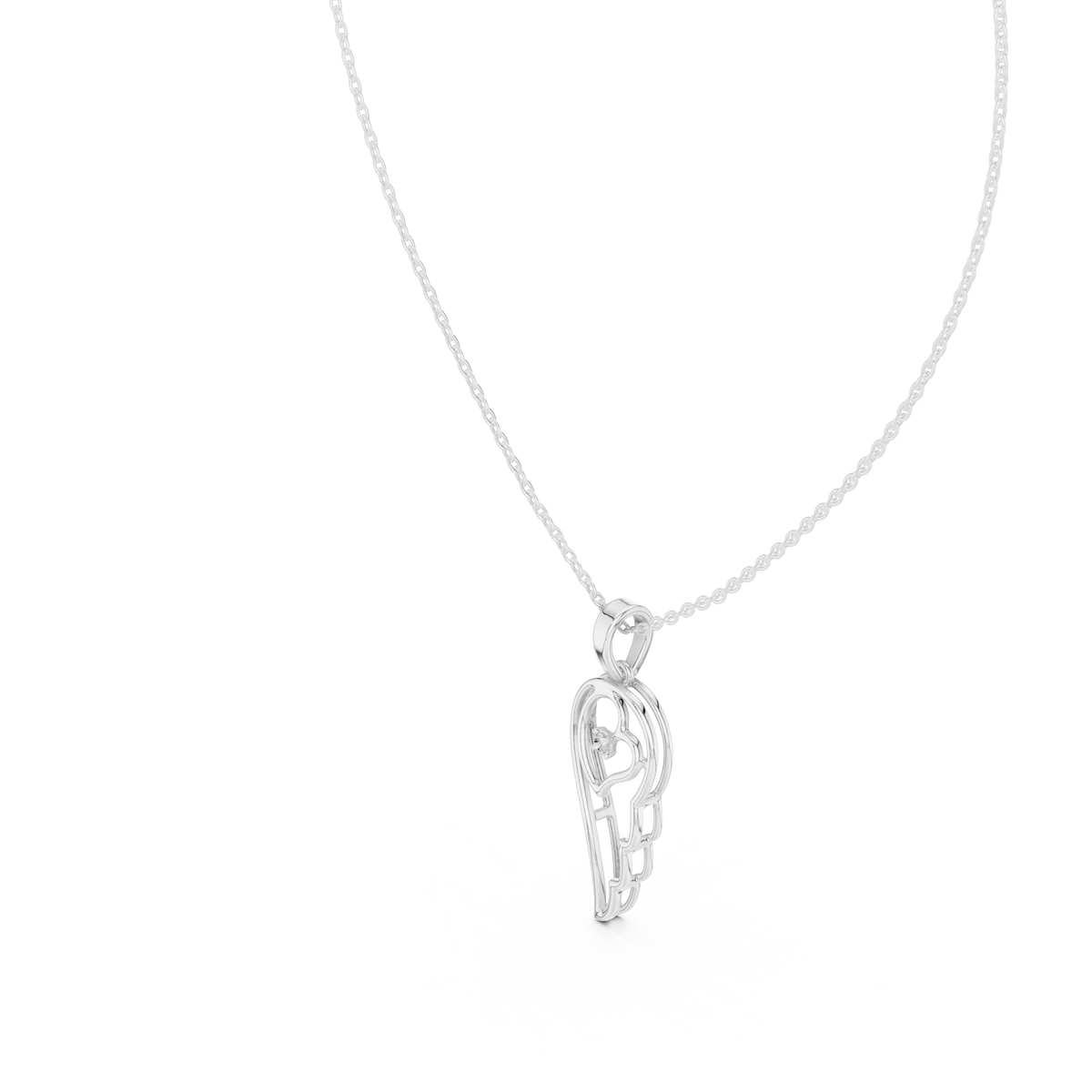 Abstract Spiritual Silhouette Charm Pendant with Round Moissanite Diamond - View 12