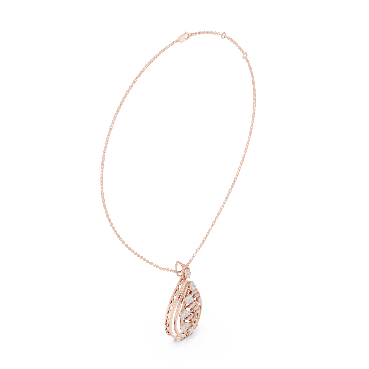 Teardrop Shape Leaf Inspired Round Lab Grown Diamond Pendant - View 11
