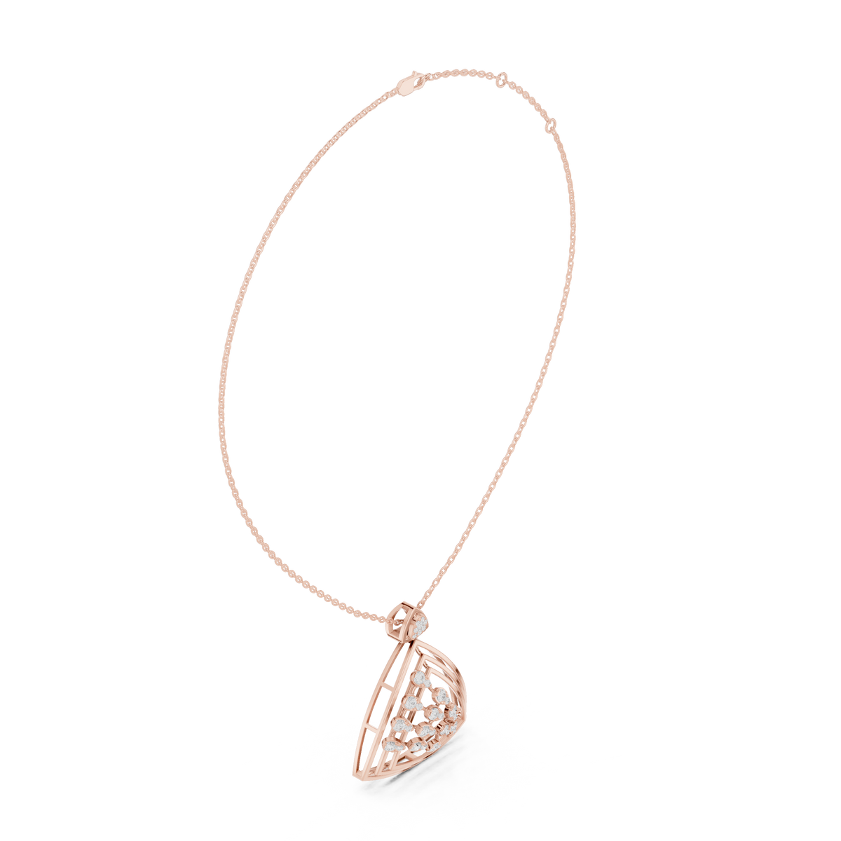 Open Triangle Floral Lab Grown Diamond Pendant Necklace - View 11