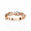 Round Moissanite Diamond Bezel Set Diamond Vine Design Band - View 9