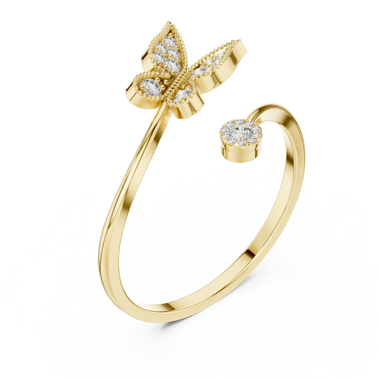 Open Wrap Butterfly Ring with Moissanite Round Diamond - View 2