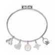 Round Lab Diamond Charm Bangle Bracelet Heart & Symbol Charms - View 7