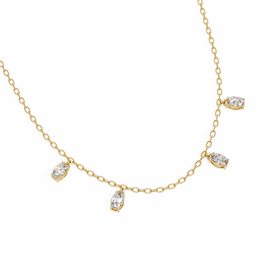 Oval Moissanite Diamond Dangle Chain Necklace - View 2