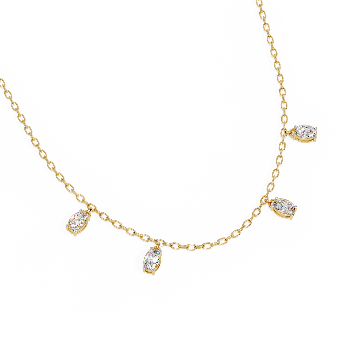 Oval Lab Grown Diamond Dangle Chain Necklace - View 2