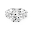 Handcrafted Oval Cut Lab Diamond Split Shank Ring with Diamond Accents - View 3