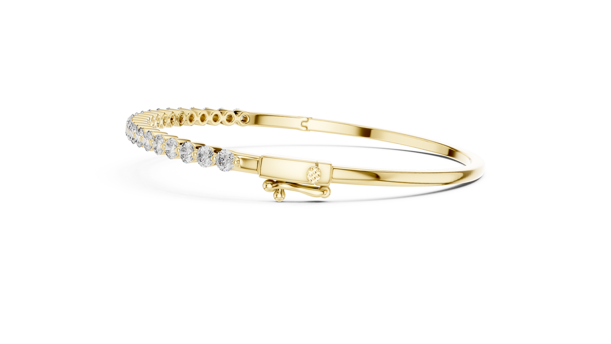 Slim Round Lab Diamond Hinged Bangle Bracelet for Women - View 10