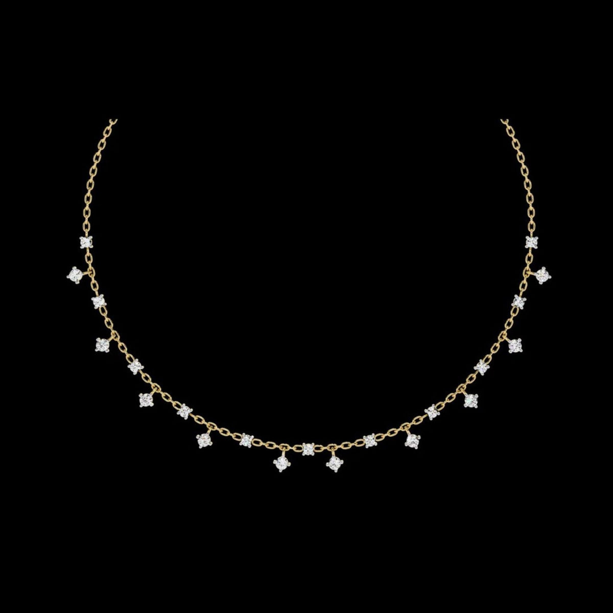 Princess Shape Round Moissanite Diamond Choker Necklace