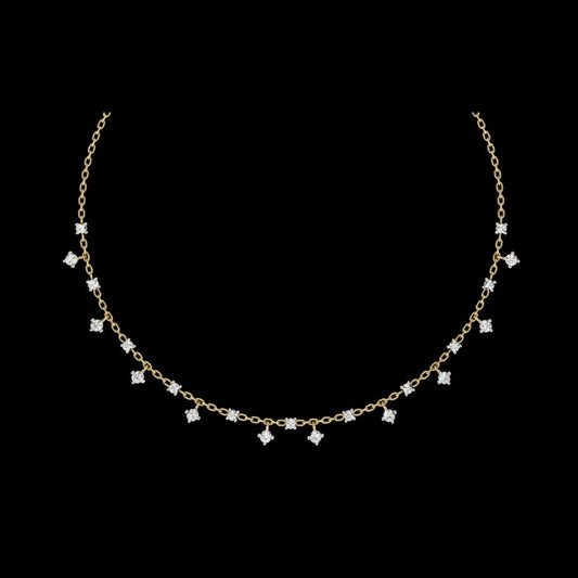 Princess Shape Round Moissanite Diamond Choker Necklace