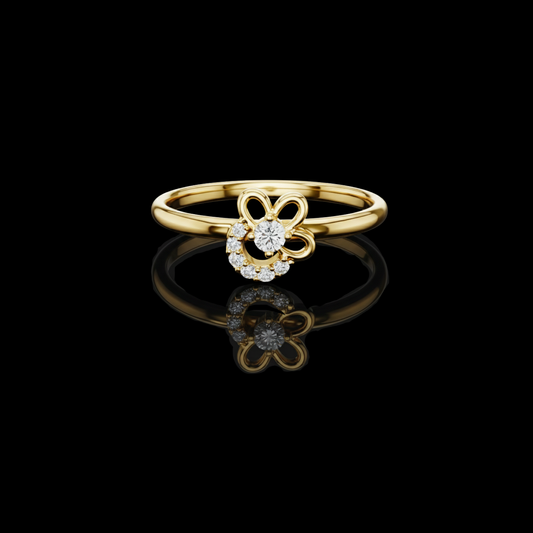 Floral Loop Round Cut Lab Diamond Statement Engagement Ring