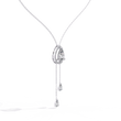 Teardrop Moissanite Diamond Halo Lariat Pendant Necklace - View 9
