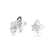Celestial Floral Knot Round Moissanite Diamond Stud Earrings with Cluster Petals - View 9