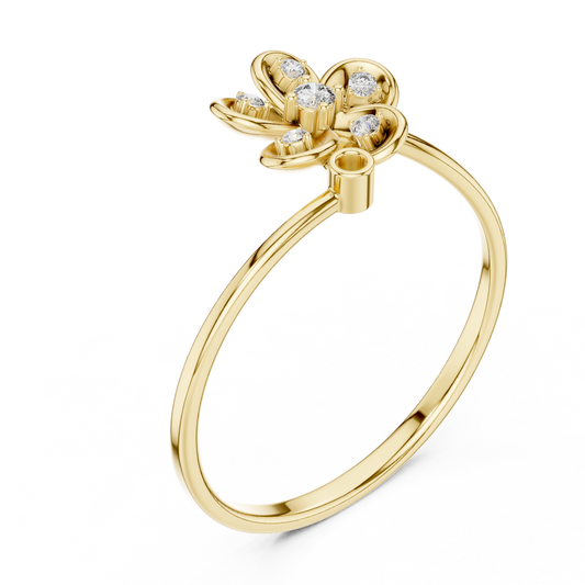 Round Cut Lab Diamond Floral Ring With Open Petal Design - View 2