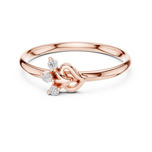 Round Cut Moissanite Diamond Heart Knot Promise Ring - View 2