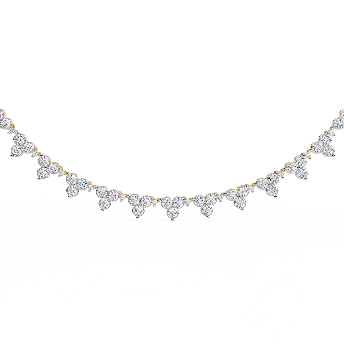 Graduated Round Moissanite Diamond Fringe Necklace - View 2